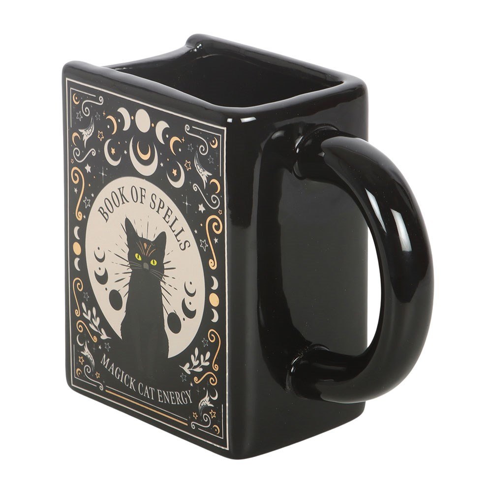 Something Different - Black Cat Magick Book of Spells Book Shaped Tasse - Noir